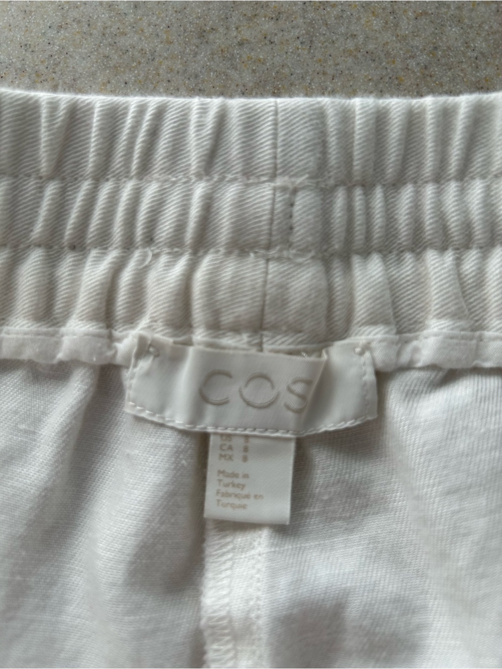 COS Linen Blend Pull On Pants Sz 8 3 Pocket Casual Straight White Resort Beachy - Picture 4 of 8